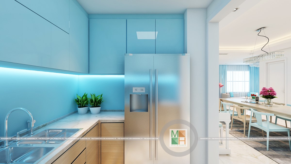 Tủ bếp laminate căn hộ chị Tài