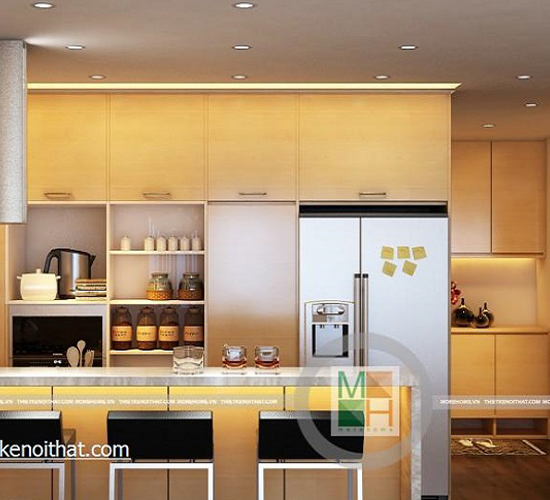 Tủ bếp gỗ công nghiệp acrylic hiện đại Tủ bếp gỗ công nghiệp acrylic hiện đại