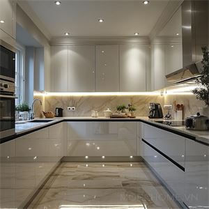  # Kitchen in White with Wall Cabinets

Nhà bếp màu trắng với tủ gắn tường tạo không gian sáng sủa và...