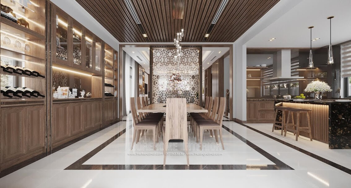 Mẫu thiết kế phòng bếp đẹp với tông màu gỗ óc chó cuốn hút mọi ánh nhìn Thiết kế phòng bếp đẹp
