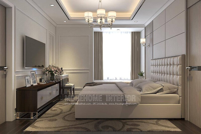 Nội thất phòng ngủ chung cư đẹp ấn tượng với đồ nội thất hiện đại, tiện dụng Mẫu thiết kế nội thất chung cư đẹp