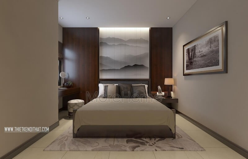 Thiết kế phòng ngủ chung cư nhẹ nhàng thanh tao với những gam màu sắc đơn giản mang lại cho gia chủ một không gian dễ chịu mà đầy đủ công năng sử dụng. Mẫu thiết kế nội thất chung cư đẹp