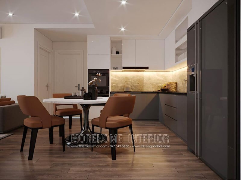 Mẫu tủ bếp acrylic màu trắng đẹp cho không gian bếp Tủ bếp gỗ công nghiệp và tủ bếp acrylic